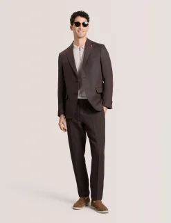 Flat Front Linen Suit Pant