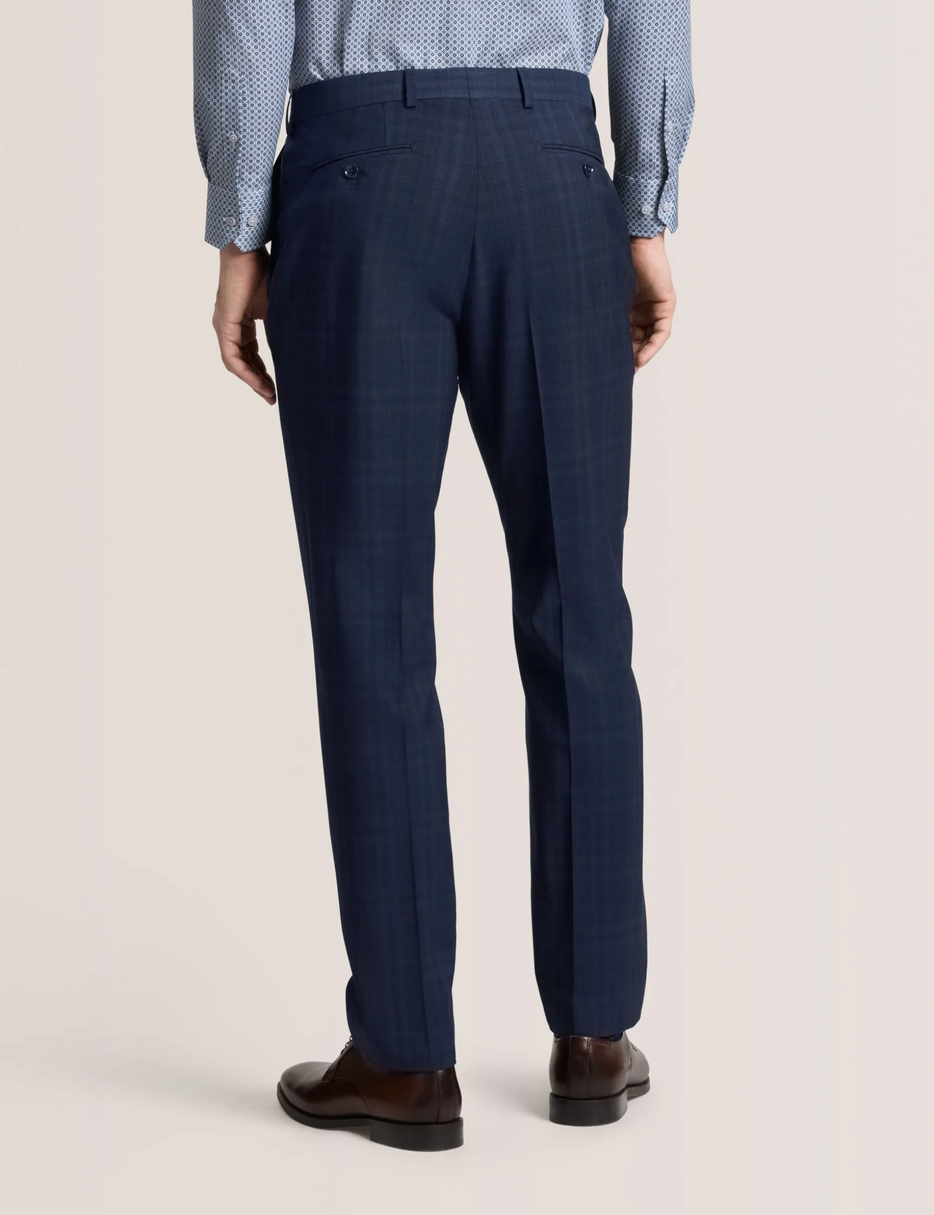 Flat Front Plaid Suit Pant