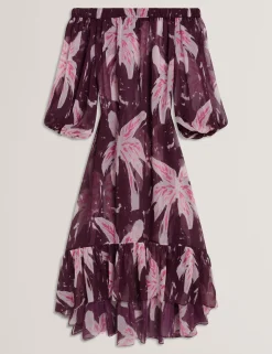 Floral Bardot Maxi Dress Beach Cover-Up