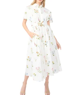 Floral Belted Midi Shirt Dress