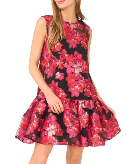 Floral Brocade Mini Dress