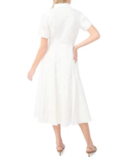 Floral Embroidery Midi Shirt Dress