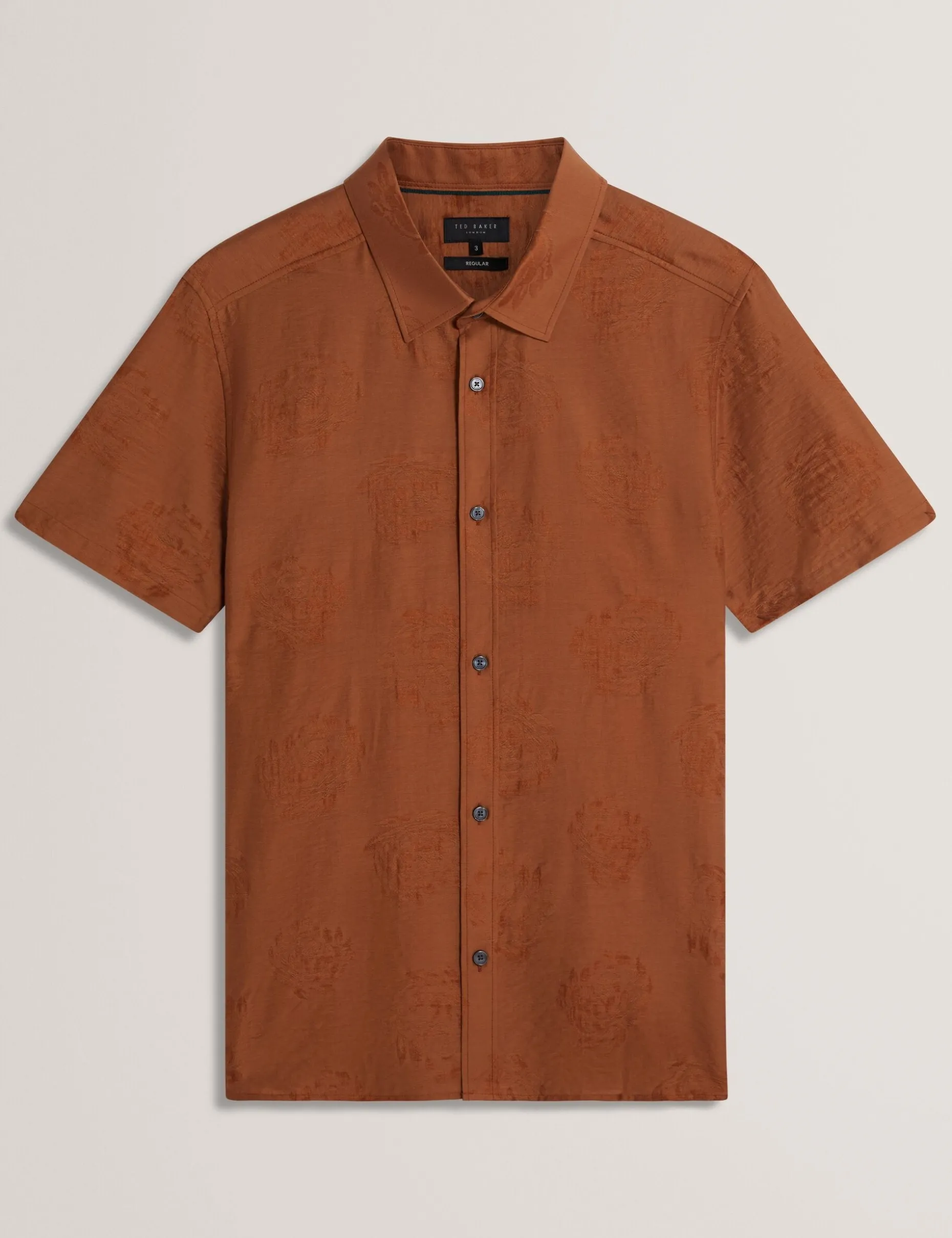Floral Jacquard Woven Short Sleeve Shirt