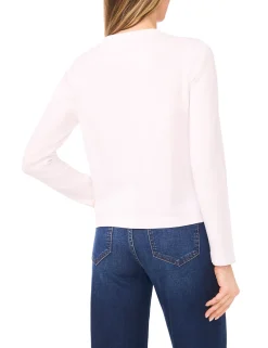 Floral Overlay Crew Neck Cardigan