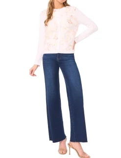 Floral Overlay Crew Neck Cardigan