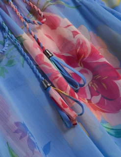 Floral Print Chiffon Mini Beach Kaftan