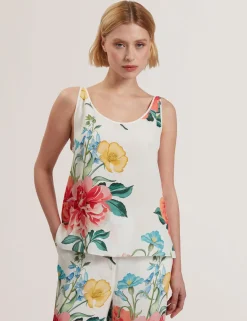 Floral Print Scoop Neck Sleeveless Top