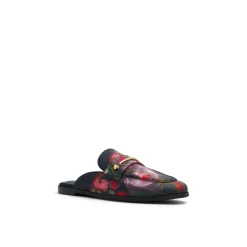 Floral Print Textured Mule Loafers