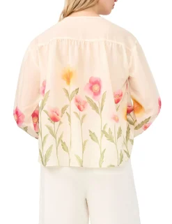 Floral Print Tie Neck Relaxed Blouse