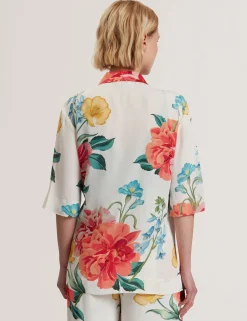 Floral Short Sleeve Oversized Blazer