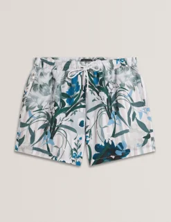 Floral Stripe Elasticated Swim Shorts
