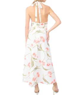 Floral Tie Halterneck Maxi Dress
