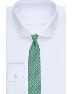Floral Tile Print Silk Tie