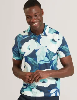 Garden Print Pique Cotton Polo Shirt