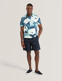 Garden Print Pique Cotton Polo Shirt