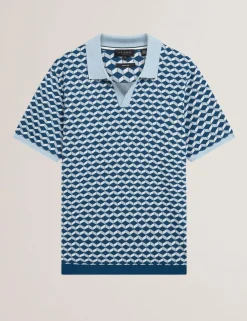 Geometric Jacquard Pique Polo Shirt