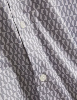 Geometric Leaf Print Short Sleeve Shirt