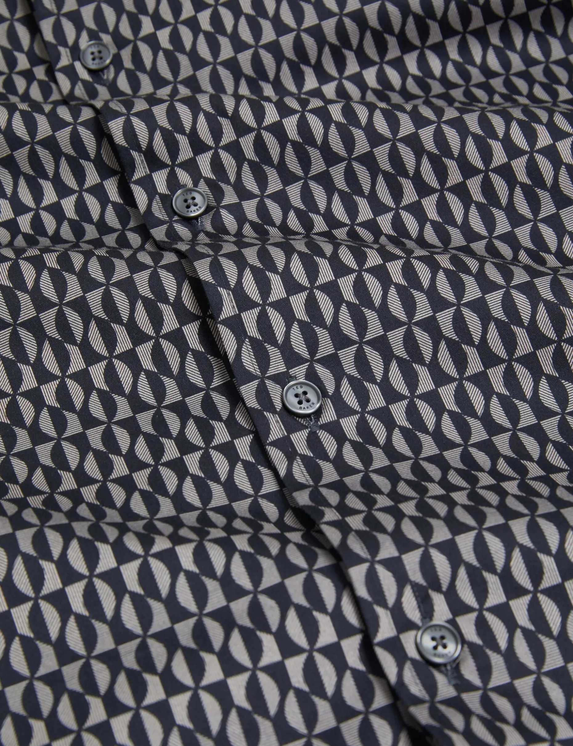 Geometric Leaf Print Short Sleeve Shirt