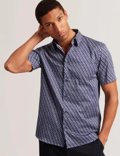 Geometric Print Pure Cotton Short Sleeve Shirt