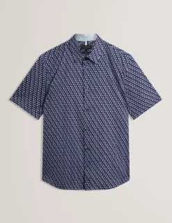 Geometric Print Pure Cotton Short Sleeve Shirt