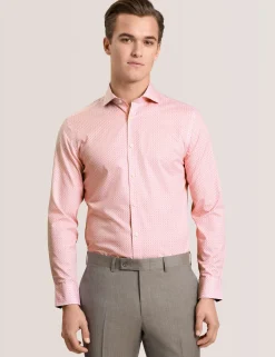 Geo Print Stretch Cotton Slim Fit Shirt