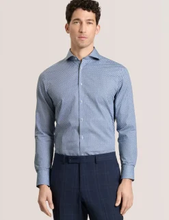Geo Print Stretch Cotton Slim Fit Shirt