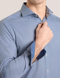 Geo Print Stretch Cotton Slim Fit Shirt