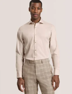 Geo Texture Stretch Cotton Slim Fit Shirt
