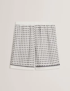Geo Tile Print Relaxed Pull-On Shorts