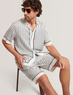 Geo Tile Print Relaxed Pull-On Shorts