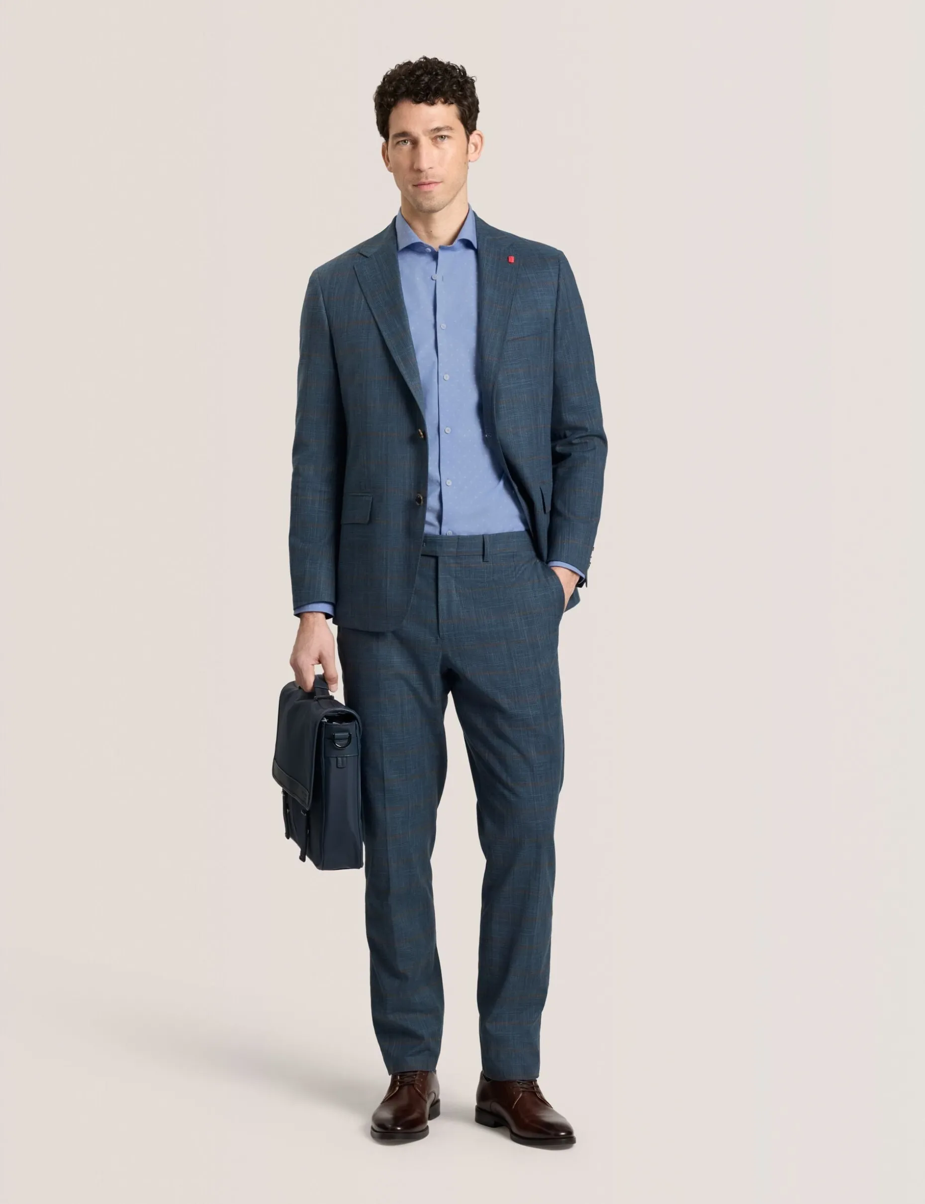 Glen Check Cotton Blend Suit Pants