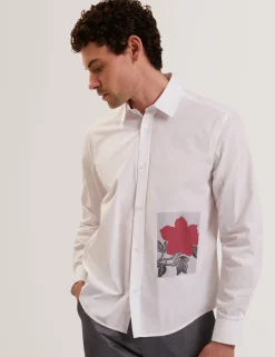 Graphic Patch Relaxed Fit Cotton Shirt