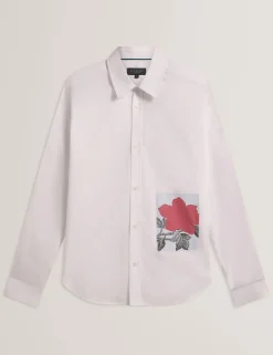 Graphic Patch Relaxed Fit Cotton Shirt