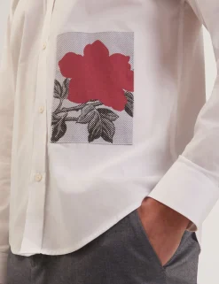 Graphic Patch Relaxed Fit Cotton Shirt