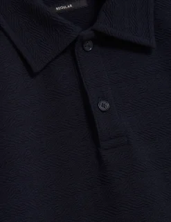 Grid Texture Woven Short Sleeve Polo
