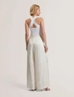 Halter Neck Knit Bodice Jumpsuit
