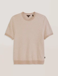 Herringbone Knit Short Sleeve Top