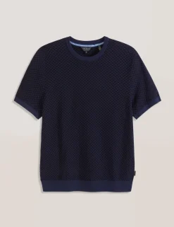 Herringbone Knit Short Sleeve Top
