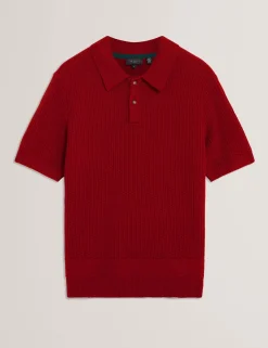 Herringbone Texture Knit Short Sleeve Polo