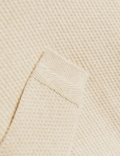 Herringbone Trim Textured Knit Sweater