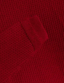 Herringbone Trim Textured Knit Sweater