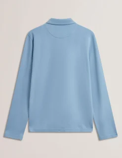 Herringbone Zip Neck Long Sleeve Polo