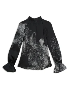 High Neck Long Sleeve Blouse