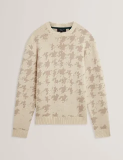 Houndstooth Print Chunky Knit Jumper