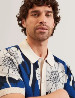 Jacquard Botanical Print Wool Blend Shirt