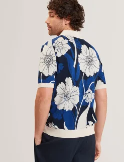 Jacquard Botanical Print Wool Blend Shirt