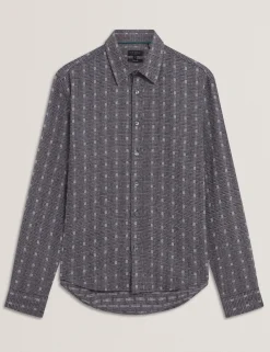 Jacquard Check Woven Long Sleeve Shirt