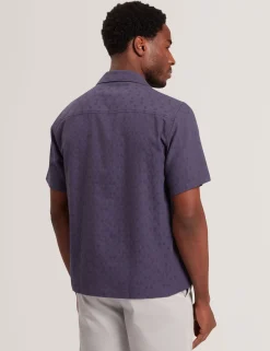 Jacquard Floral Cotton Short Sleeve Shirt