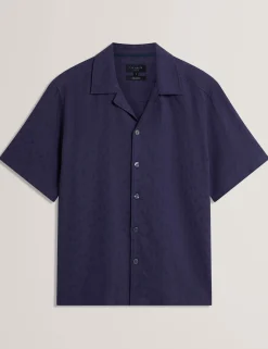 Jacquard Floral Cotton Short Sleeve Shirt