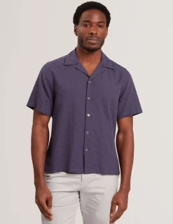 Jacquard Floral Cotton Short Sleeve Shirt